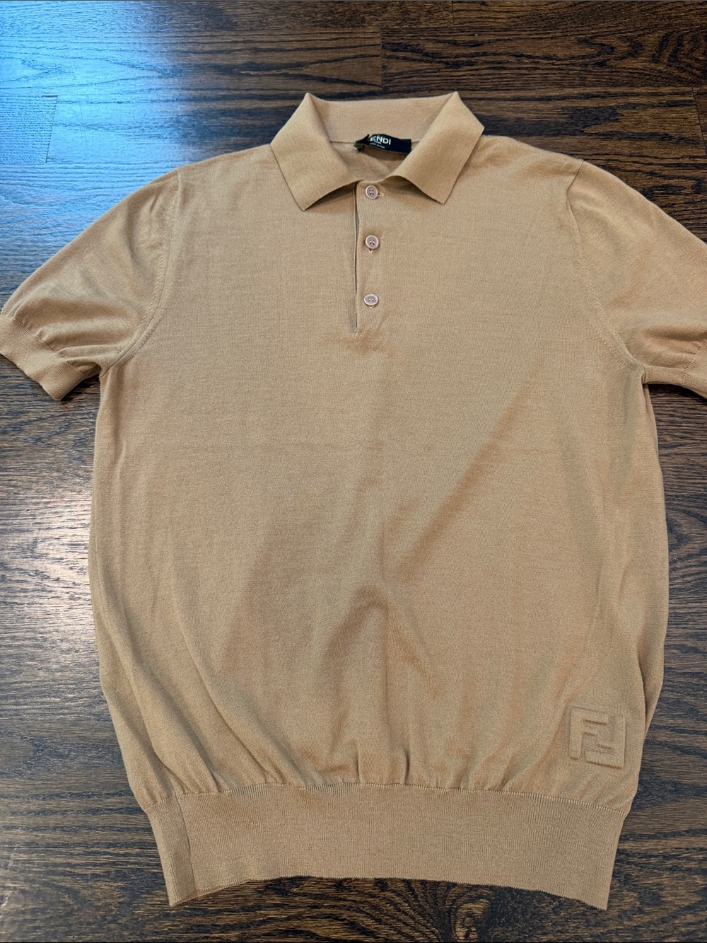 Fendi Men’s Short Sleeve Polo — Camel/Tan
